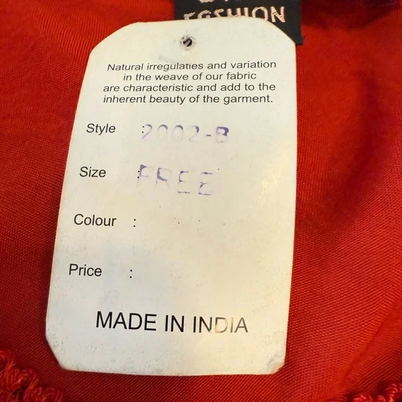 S.R. Fashions red embroidered gauzy midi dress free size - Picture 11 of 13